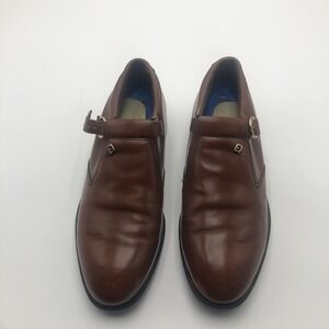 Footjoy Genuine Leather Gold Shoes Brown Mens Size 10M Buckle With Cleats MI USA